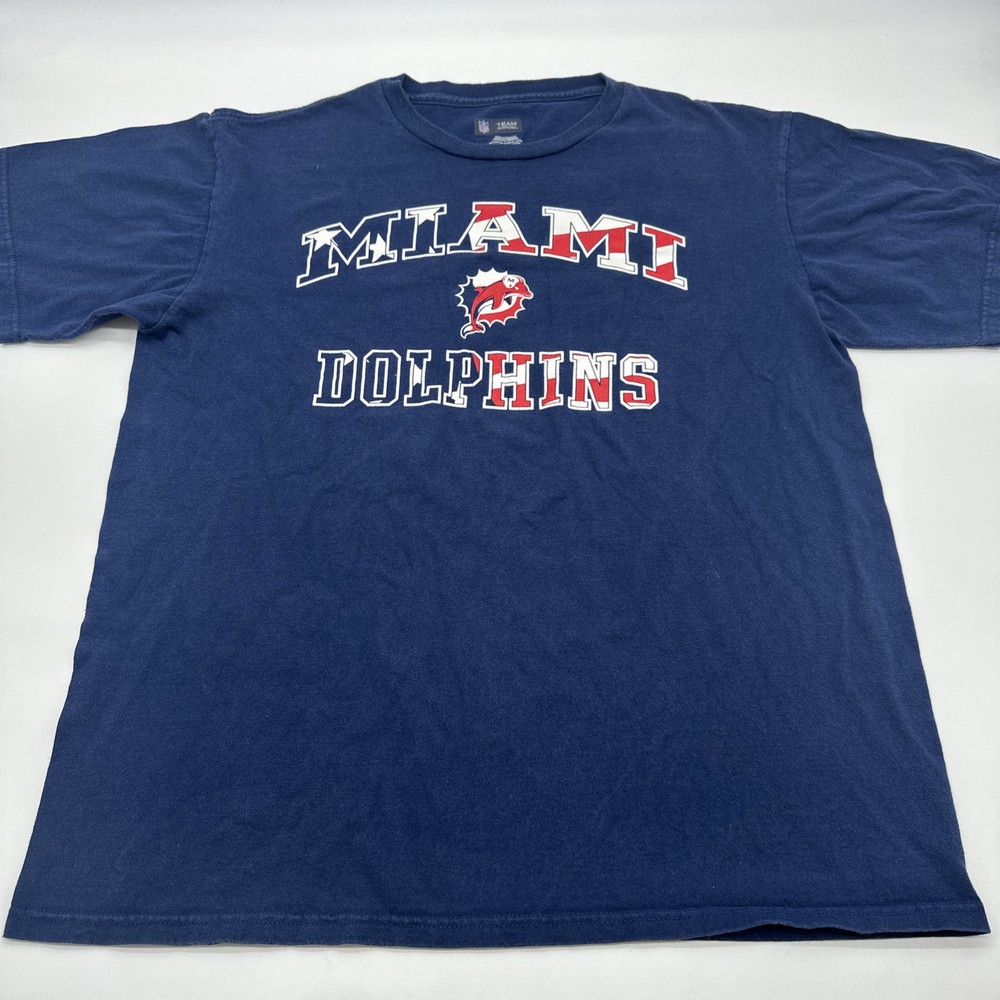 NFL Team Apparel T-shirt Men L Graphic Prin Logo Miami Dolphins Blue…#22483