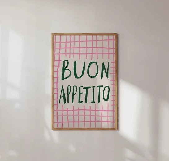 Buon Appetito Poster | Colorful Wall Art Quotes | Kitchen Quote Print | Printabl