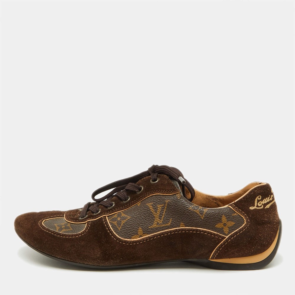 Louis Vuitton Energie Size 37.5 Brown Coated Canvas and Suede Low Top Sneakers