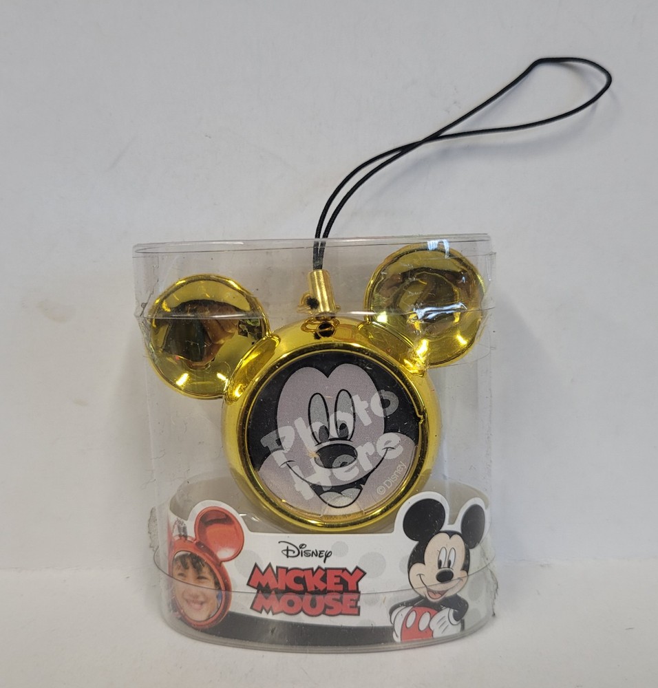 Cell Phone Charm Photo Holder - Disney Mickey Mouse 3D Face Key Chain Yellow