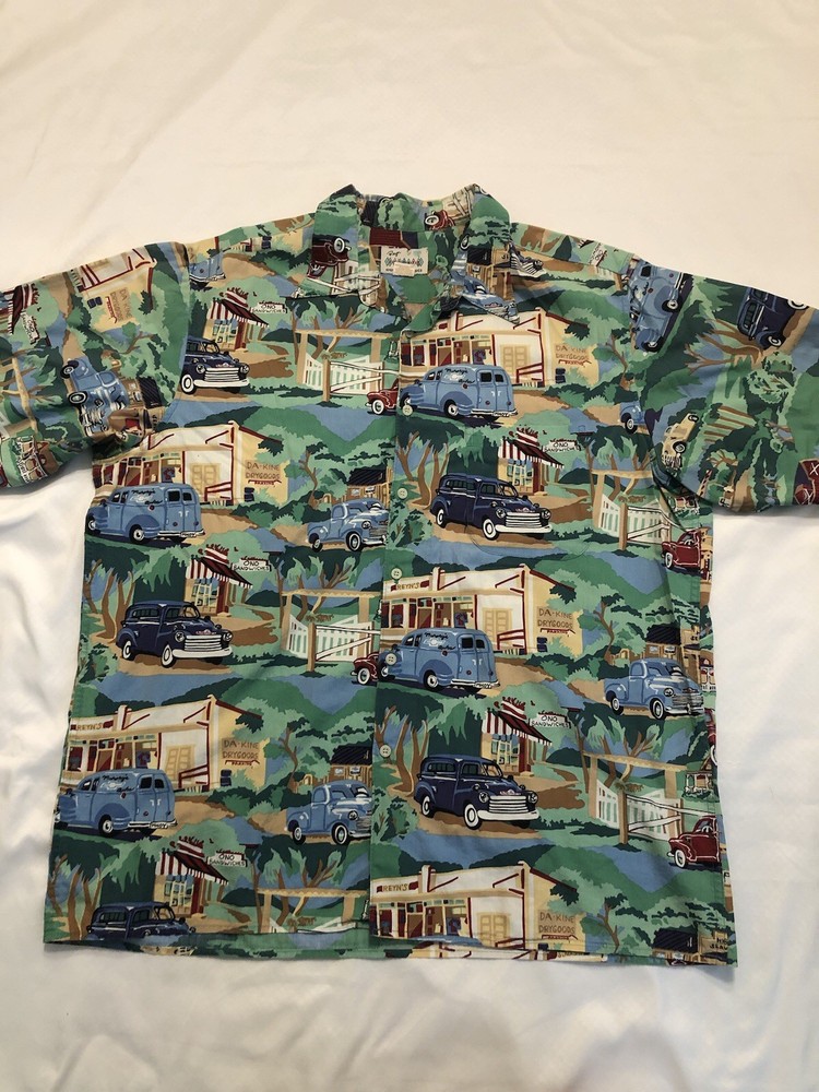 Reyn Spooner American Classics Cars VTG 90s Mens XL Button Up Hawaiian Shirt Top
