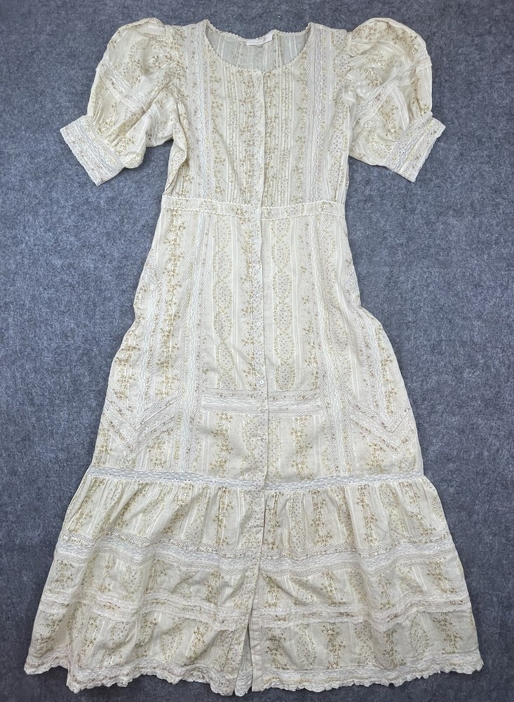 LoveShackFancy Dress Womens 8 Floral Maxi Tiered Boho Cottage Peasant Prairie