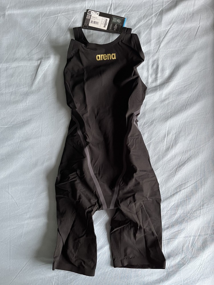 Arena Women's Powerskin Carbon Core FX Open Back Tech Suit Size 24 Black-Gold