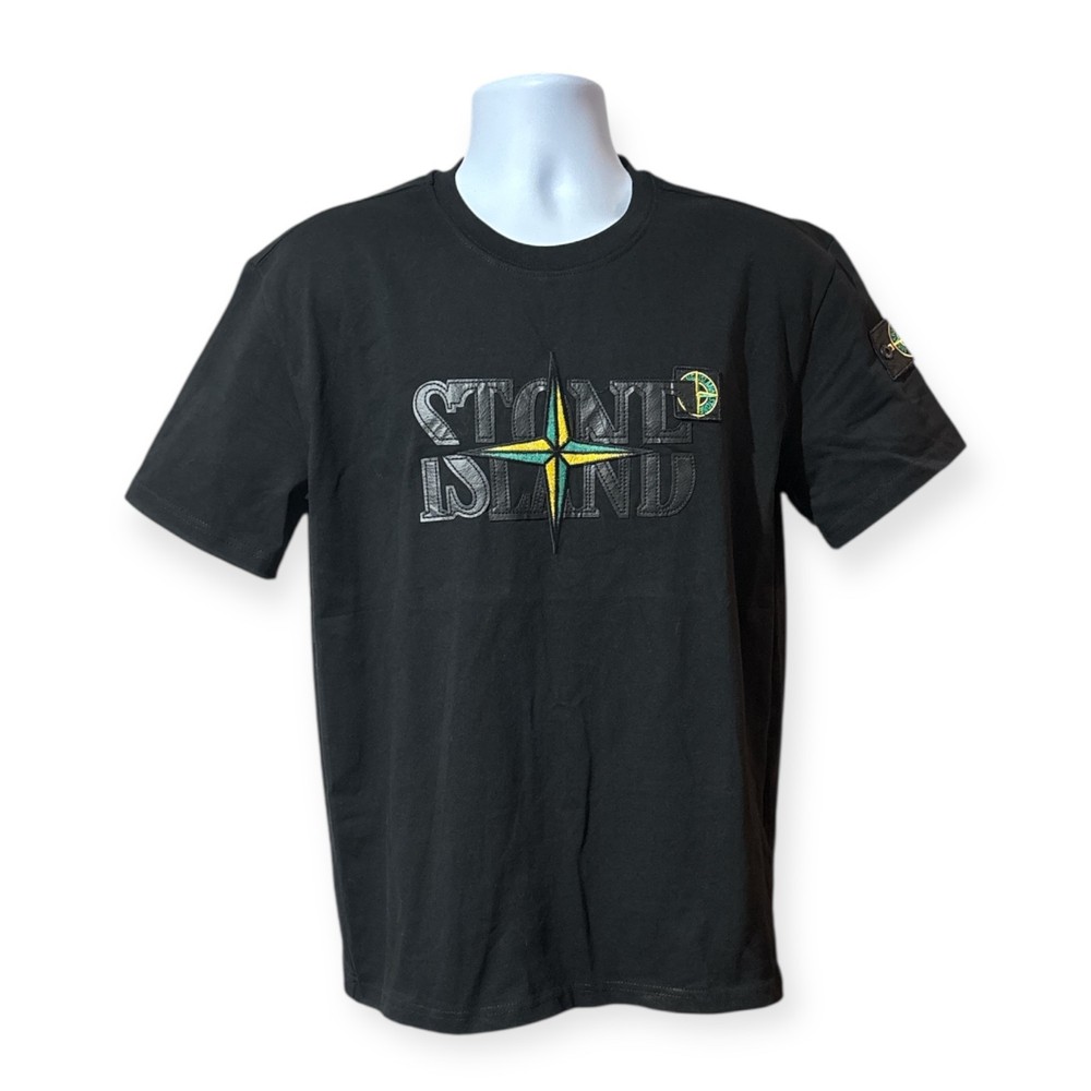 Stone Island Black Logo Graphic T-Shirt Men’s Crew Neck Top