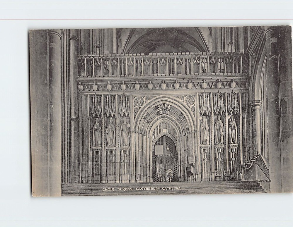 Postcard  Choir Screen Canterbury Cathedral Kent Canterbury  England
