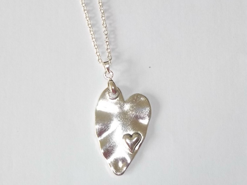 Tibetan Silver Modern Abstract Heart Pendant with 18 Inch Chain-image