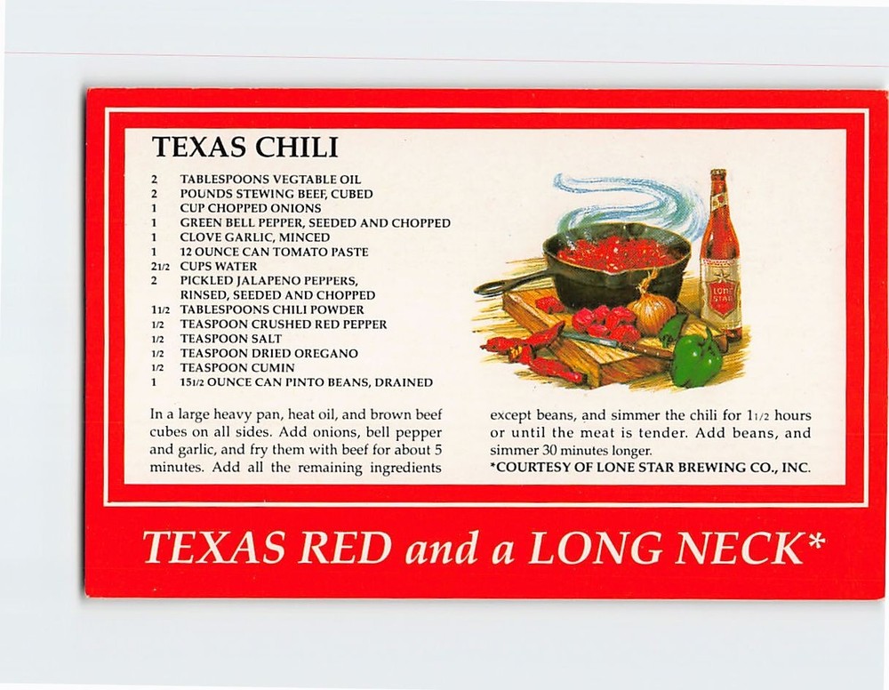Postcard Texas Chili Recipe