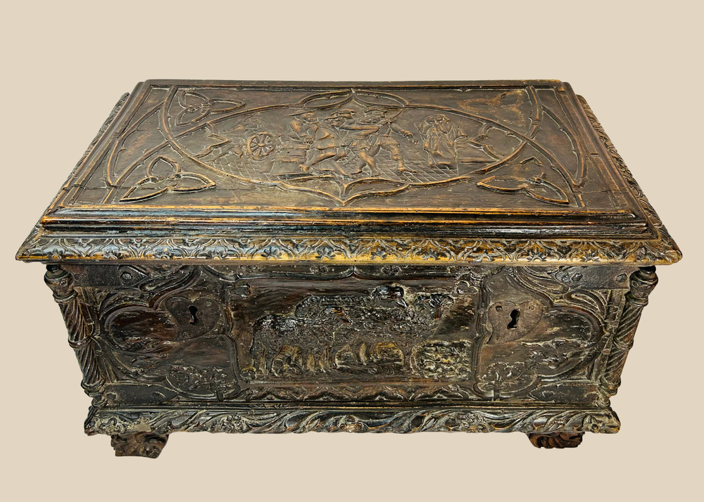 Historic Italian Carved Wooden Chest | Circa 16th–17th Century
