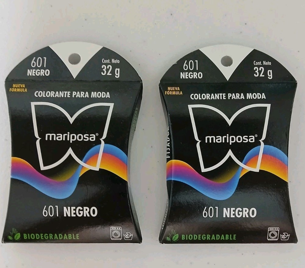 4X MARIPOSA CLOTHES DYE COLOR BLACK (  COLORANTE NEGRO ) - 4 BOXES OF 32G EACH