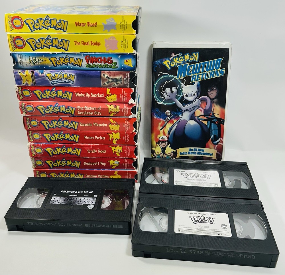 Pokémon VHS Tape Lot Pikachu Mewtwo Japanese Anime Cartoon Action Adventure 90’s
