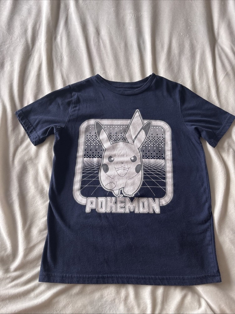 Pokémon Pikachu Navy Blue White Children’s Kid’s T Shirt Size Medium Boy’s
