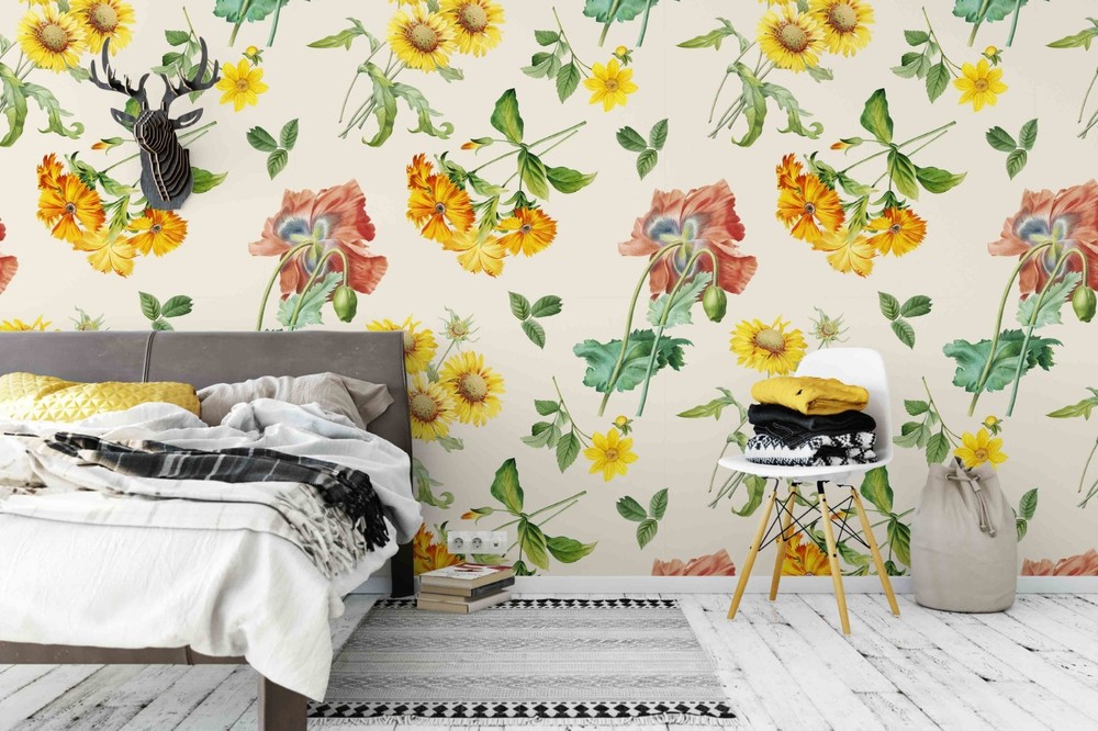 3D Flowers Flora Pattern Wall Murals Wallpaper Murals Wall Sticker