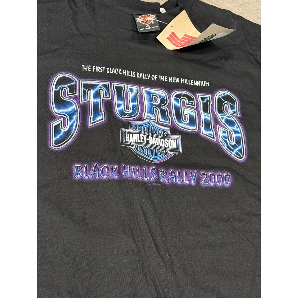 Harley Davidson Sturgis Black Hills Rally 2000 Graphic T Shirt Mens XXL Black