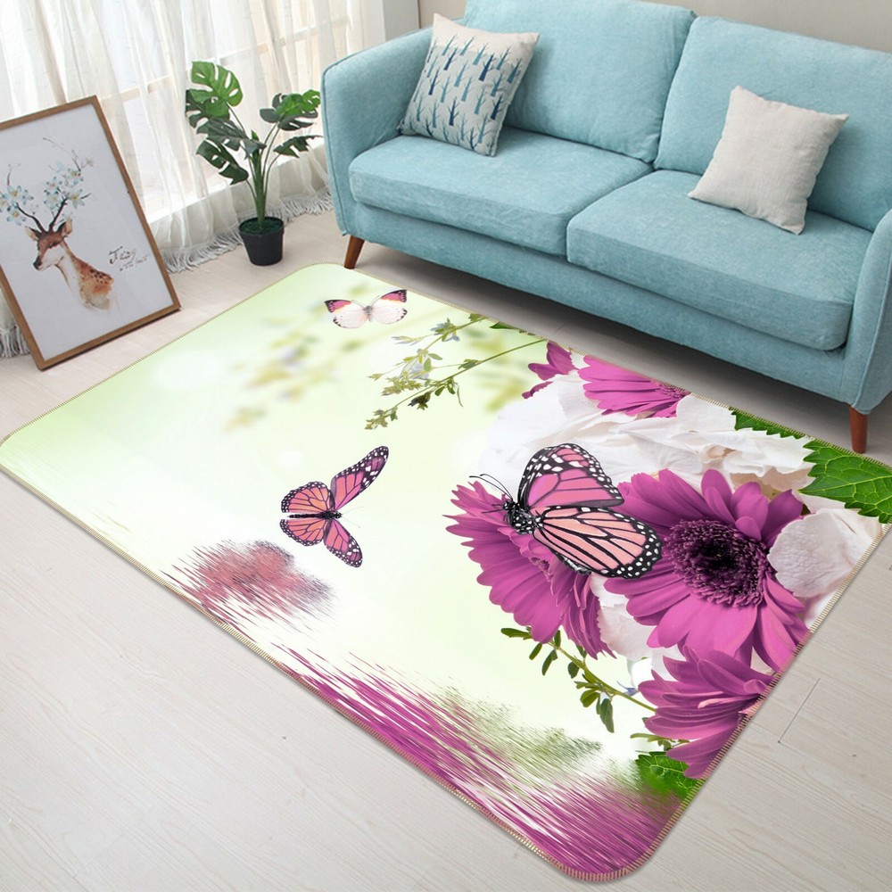 3D Butterfly Flower O3047 Animal Non Slip Rug Mat Elegant Photo Carpet Fay