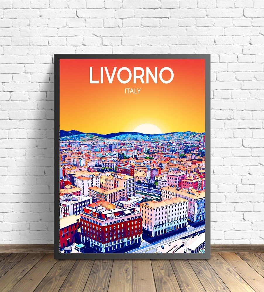 Livorno Italy Art Poster Sunset Night Poster Art Print Livorno City Modern Wall