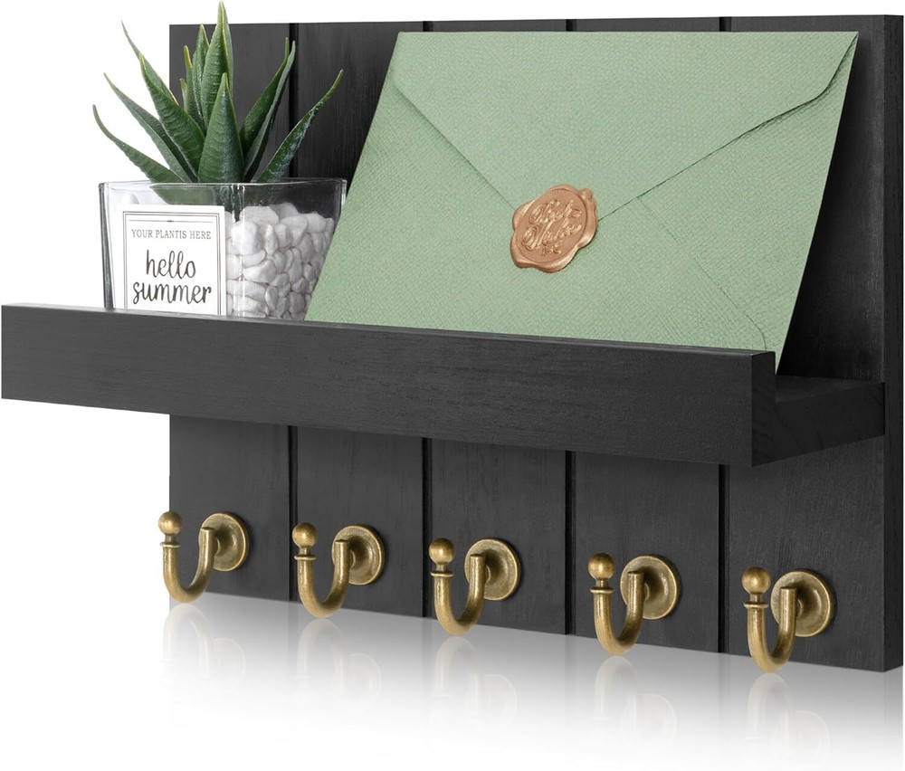 Rebee Vision Decorative Farmhouse Key Holder for Wall - C - Glossy Black