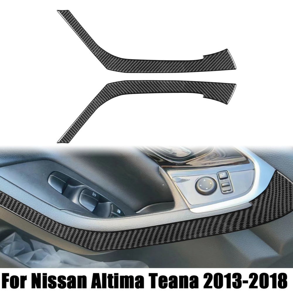 Soft Carbon Fiber Front Door Armrests Trim For Nissan Altima Teana 2013-2018