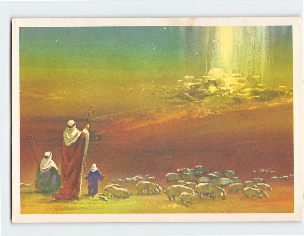 Postcard Biblical Scene Christmas Holiday Greeting Card