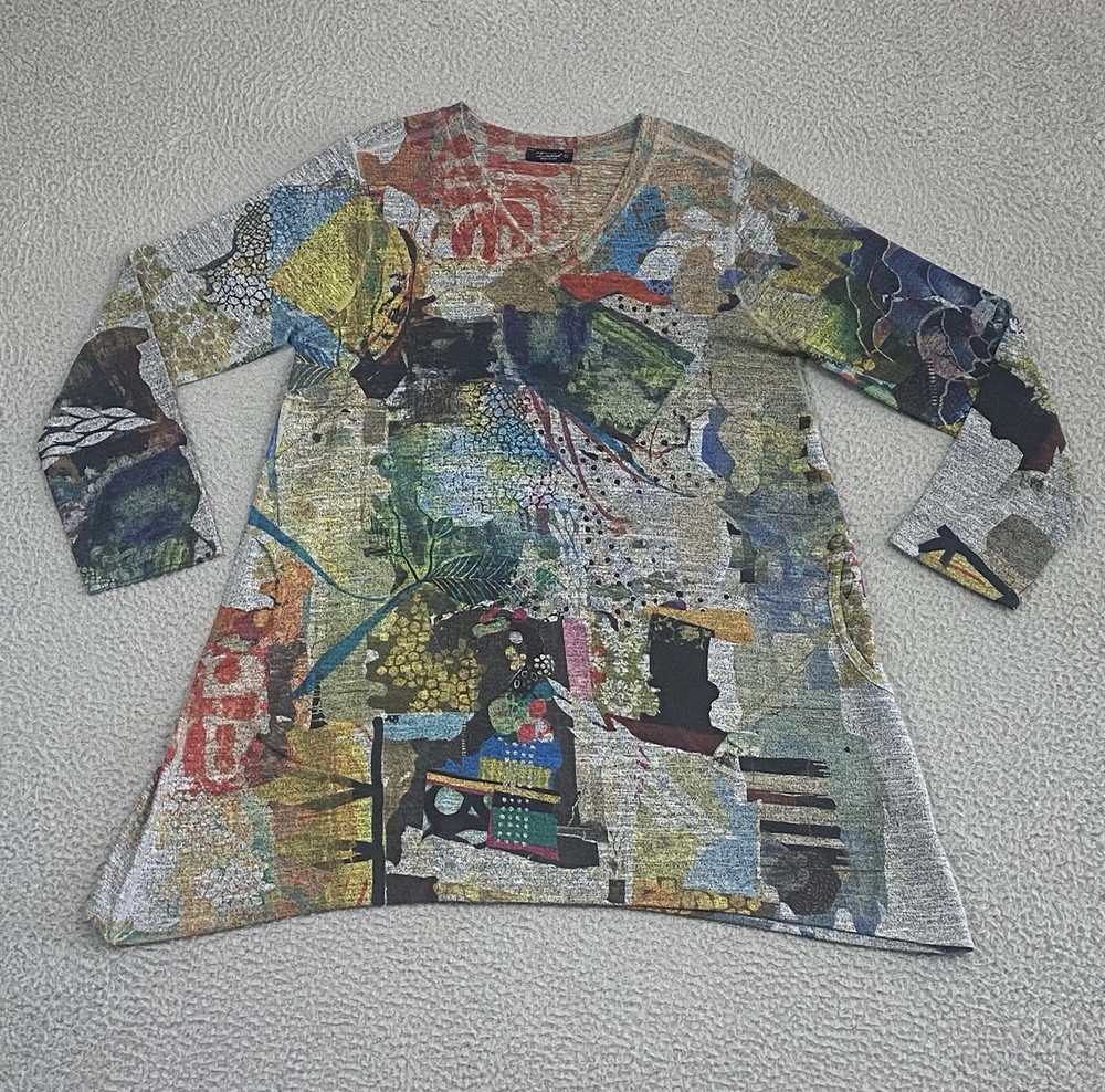 Inoah Tunic Top Abstract Art to Wear Large Colorful Urban Graffiti Pockets EXC-image