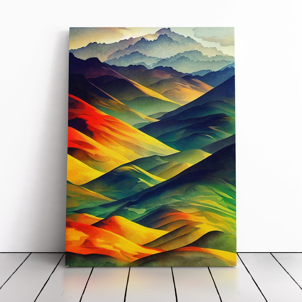 Colourful Landscape Mountain No.2 Canvas Wall Art Print Framed Picture Decor