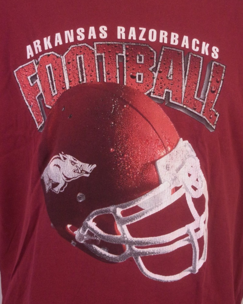 vintage 90s Red Oak Arkansas Razorbacks Football T-Shirt NCAA Helmet SZ XL