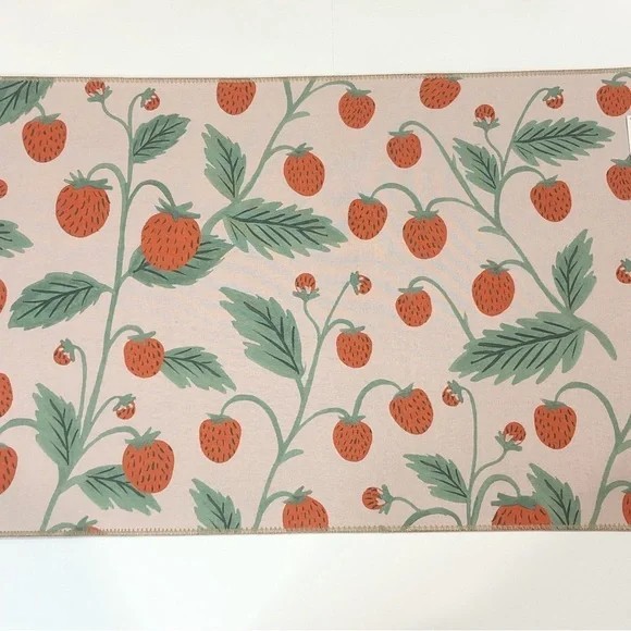 NWT Rifle Paper Co. Atelier Strawberry Floral Non-Slip 2'3