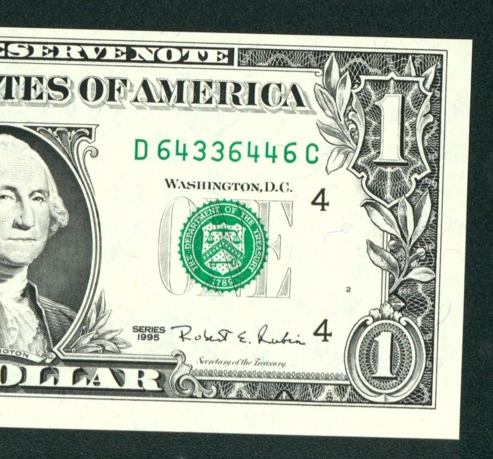 *WEB PRESS NOTE** (EXPERIMENTAL) $1 1995 Plate #2/9 Federal RN (4th of 5 consec)