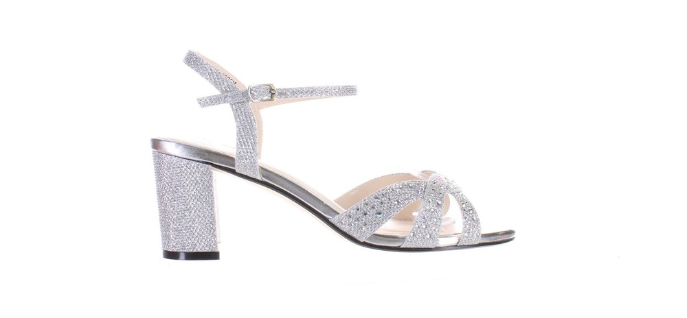 Benjamin Walk Womens Ivy Silver Ankle Strap Heels Size 9 7822884