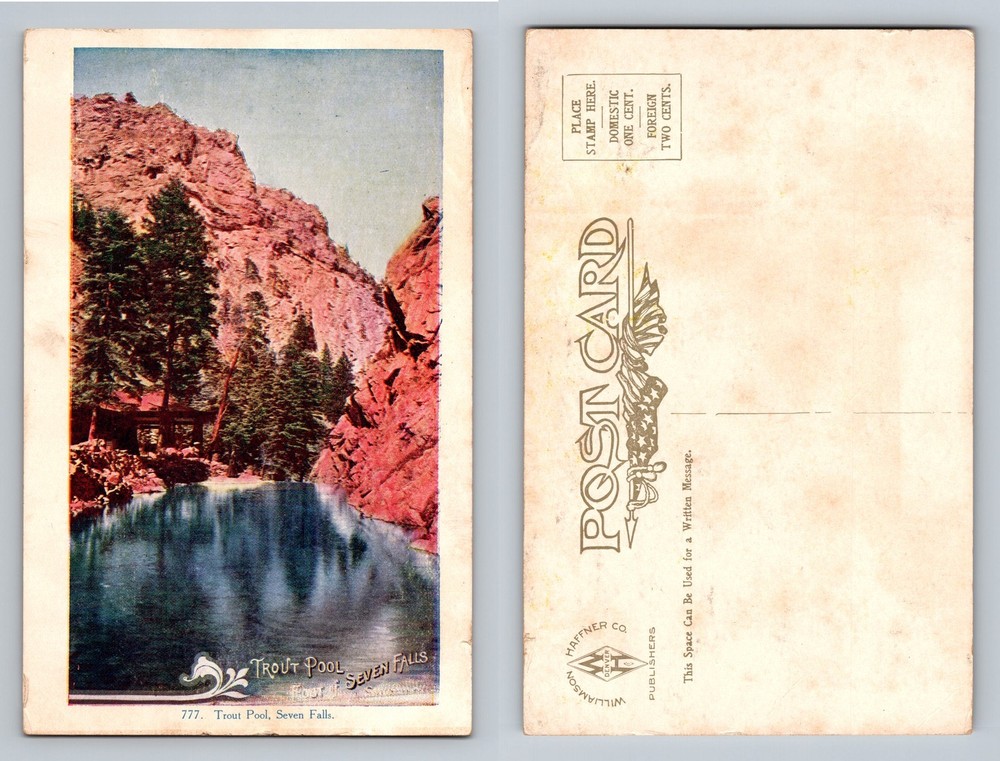 Colorado Springs, CO-Colorado, Trout Pool Seven Falls Canyon Vintage Postcard