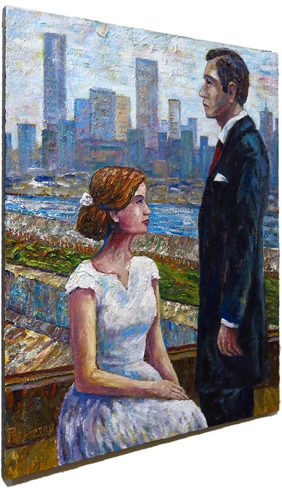 ORIGINAL OIL█PAINTING VINTAGE REALISM█ART SIGNED MAN LOVE MARRIAGE FORMAL 30x24