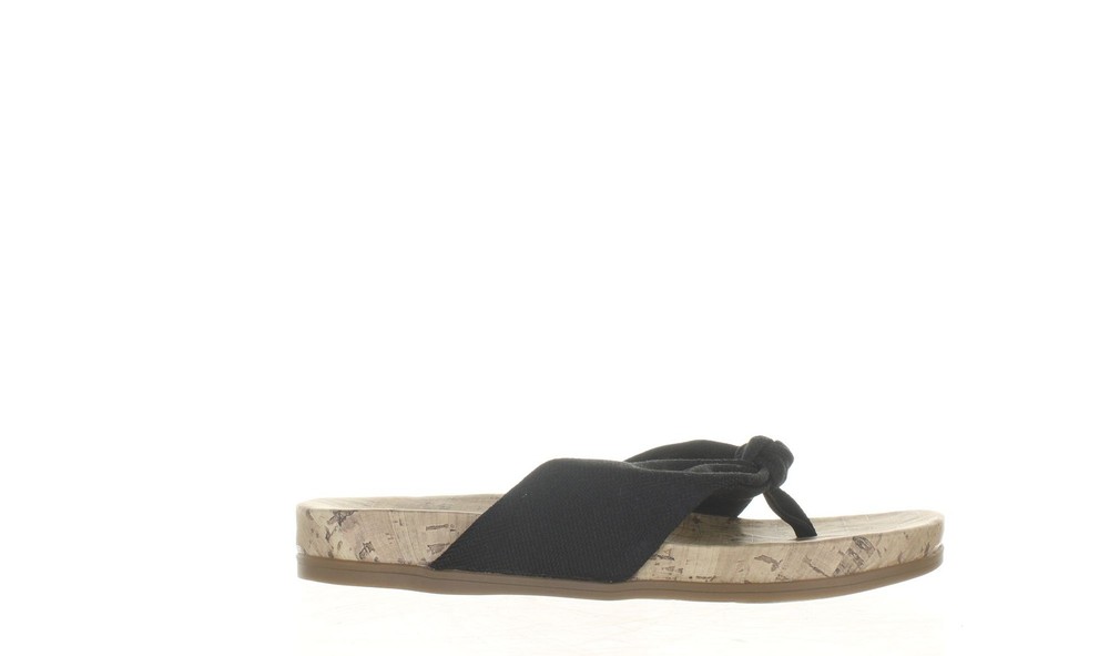LifeStride Womens Happy Black T-Strap Sandals Size 8.5 (Wide)