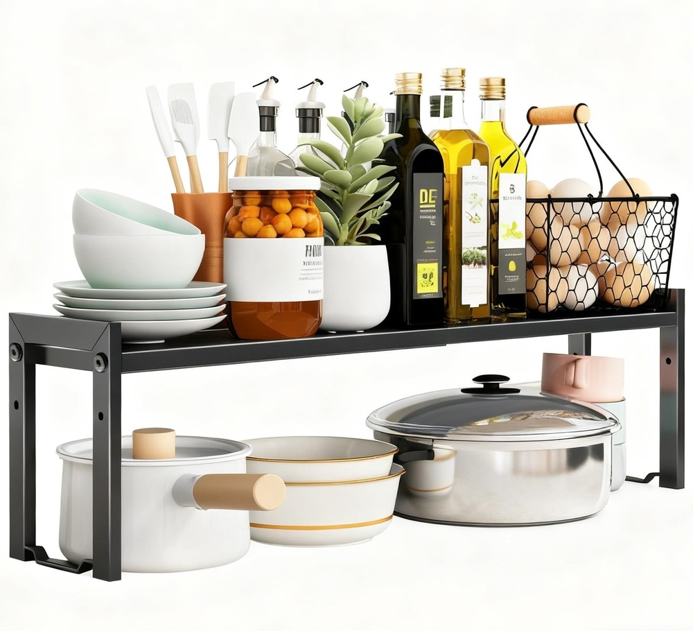 Expandable Cabinet Shelf Organizer 16~26 Stackable Kitchen Counter Shelf Rack 2