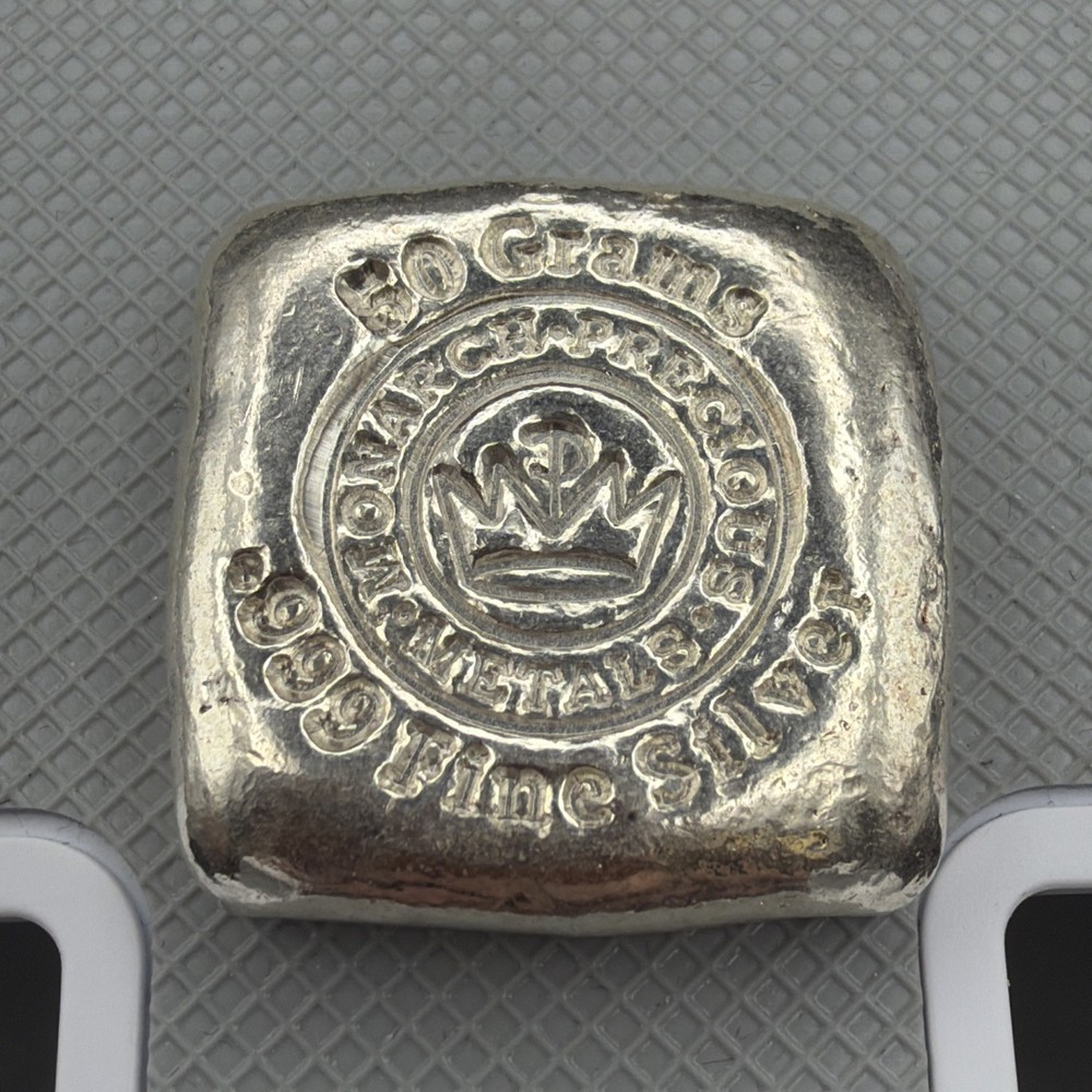 50 Gram .999 Fine Silver Monarch Precious Metals Poured Bar