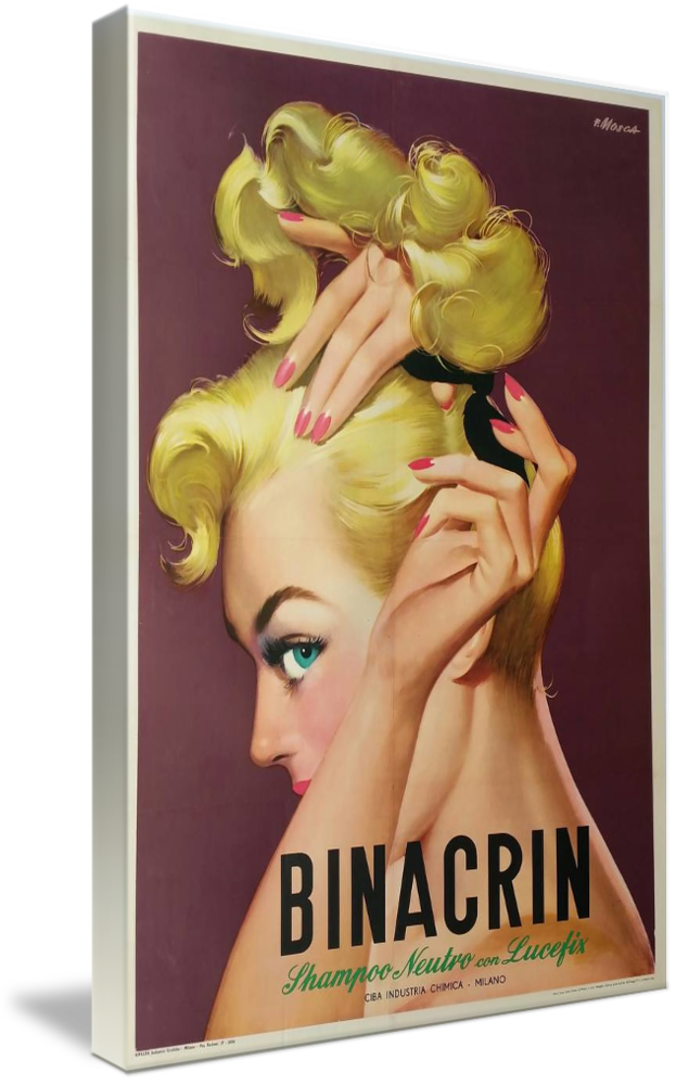Canvas Art - Binacrin Shampoo by Mosca Vintage Advertisement,