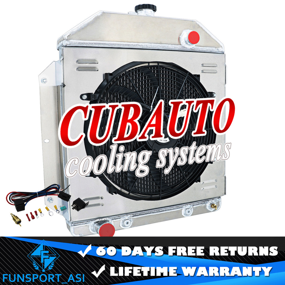 4 Rows Radiator Shroud Fan For Ford Cars Club Crestline Country Sedan 1949-53 52