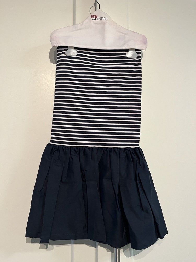 RED Valentino XS Blue and White Pleated Skirt