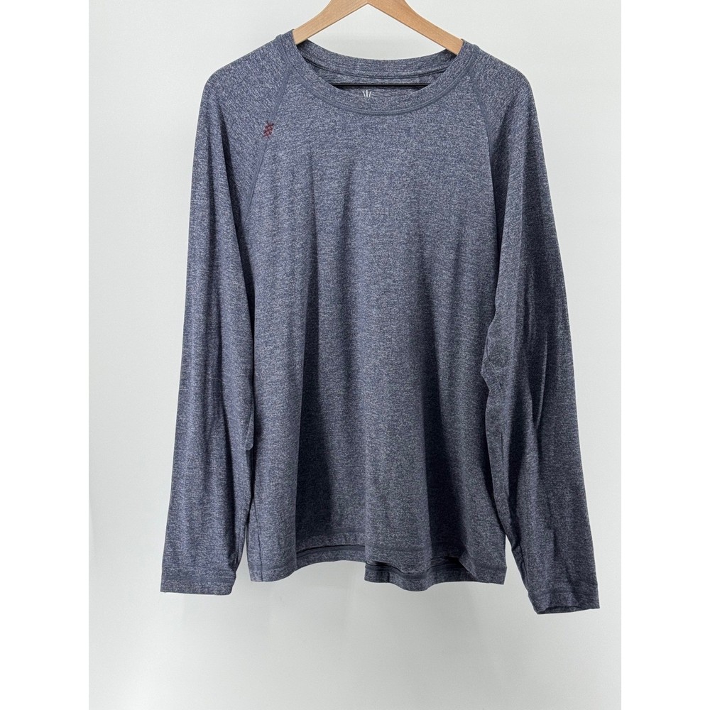 Rhone Reign Long Sleeve Shirt Mens XL Blue Heathered Performance Gym Tee