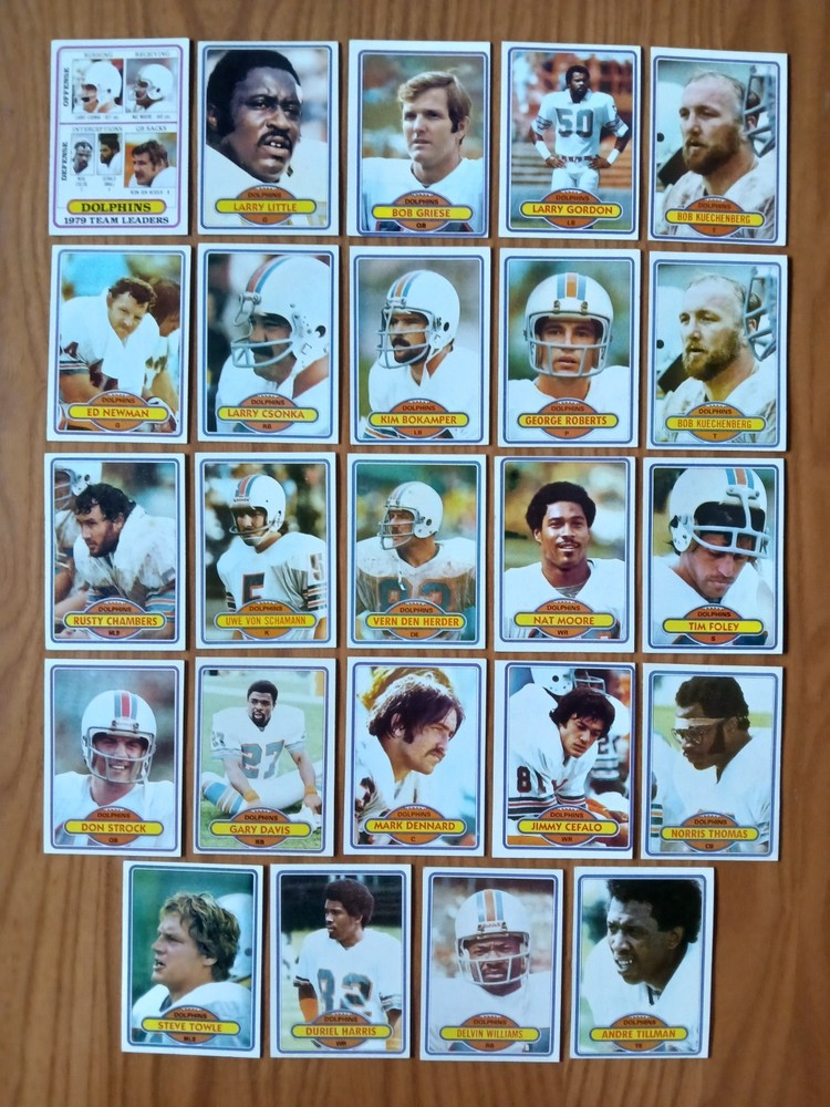 1980 Topps MIAMI DOLPHINS Cards - Lot of 24 - NO DUPES - COMPLETE TEAM - EX-EXMT