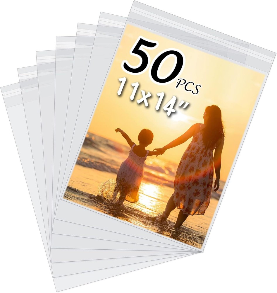 50 Pack Acid-Free Crystal Clear Sleeves Storage Bags for 11x14 50-image