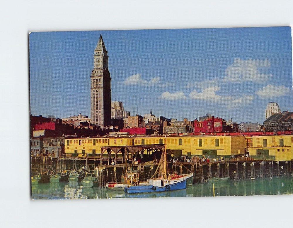 Postcard Downtown Skyline And Customs House Tower Boston Massachusetts USA