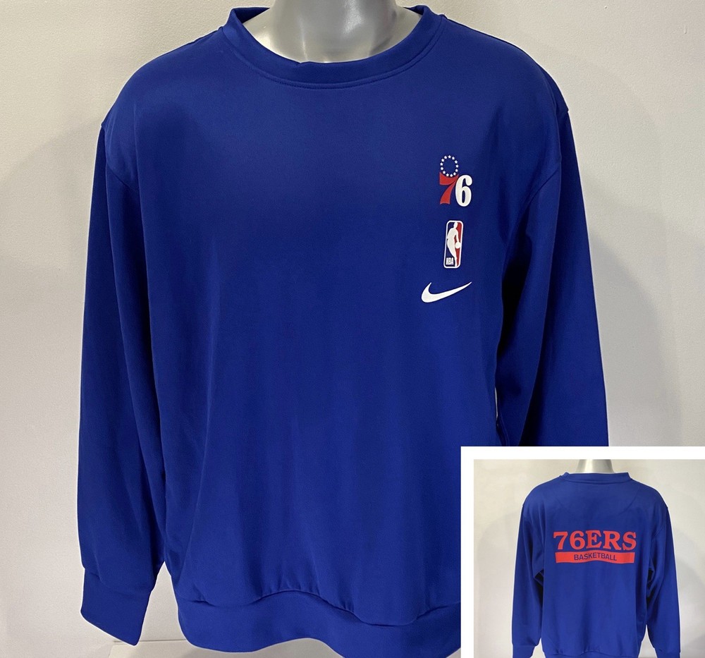 Philadelphia 76ers Nike Dri-Fit Engineered XL Sweatshirt Blue Polyester Mens