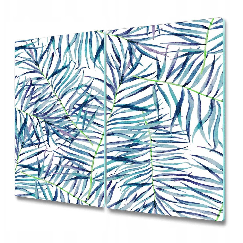 Glass Chopping Board Utensil Board Worktop Saver Exotic long leaves blue 2x30x52