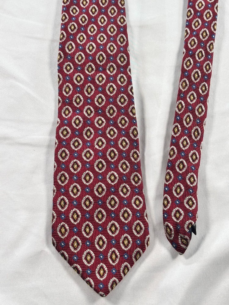 Jos A Bank Tie Signature Collection 100% Silk Red W/ Blue