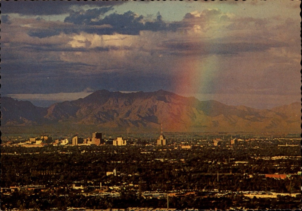 Rainbow Over Phoenix Arizona vintage postcard z605