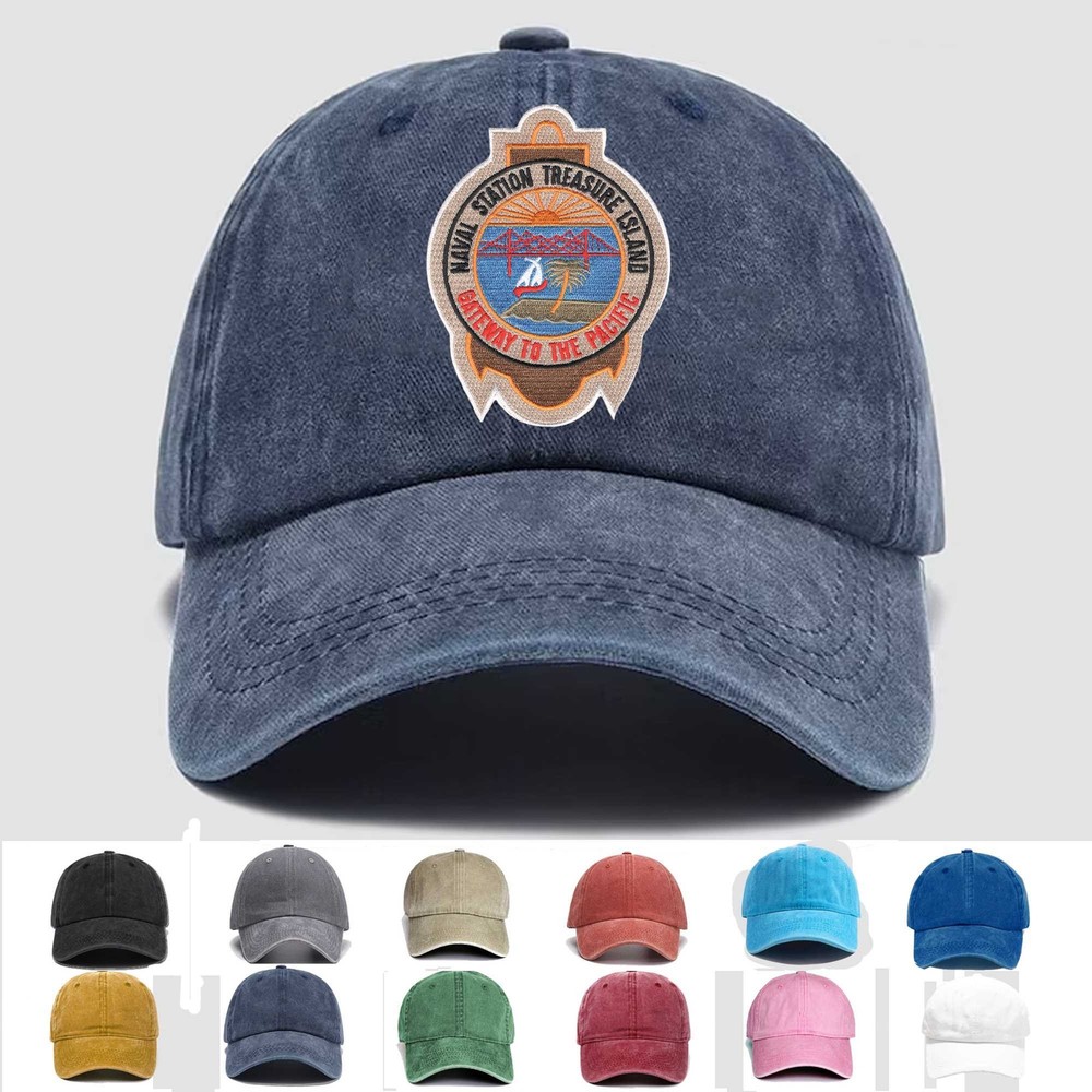 Custom Embroidered Hat Naval Station Treasure Island California, Veteran Cap