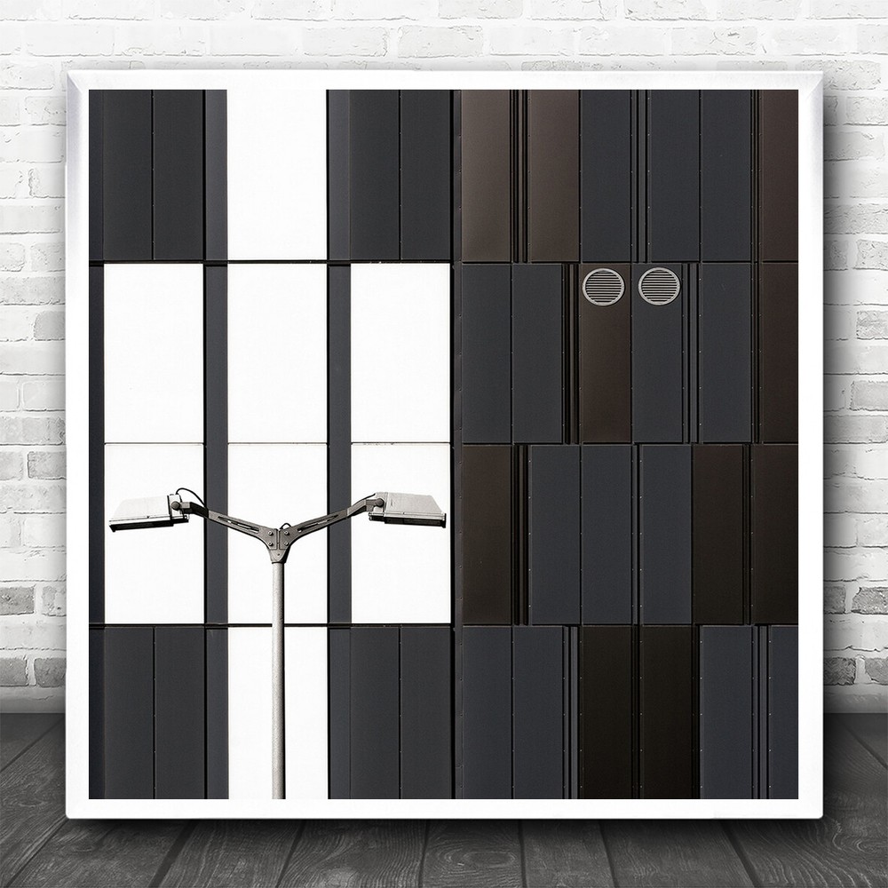 Abstract Facade Brown Lamp Street Light Wall Square Wall Art Print