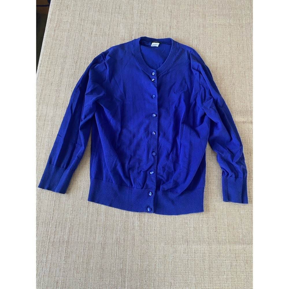 J. Crew Classic Cardigan Sweater Rhinestone Buttons Women’s Blue Size M