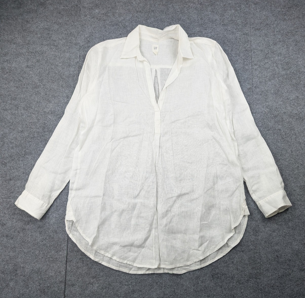 Gap Linen Tunic Blouse Women Medium Lightweight Minimal Coastal Beach Breathable