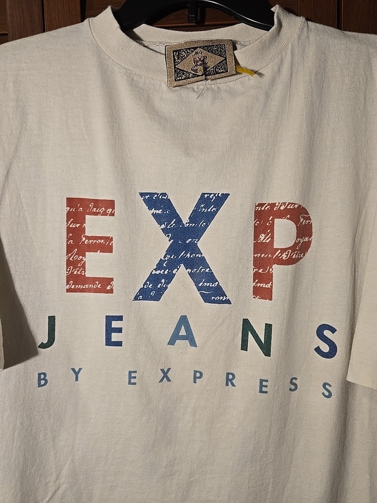 90s Express Jeans Logo Shirt Size OSFA Single Stitch Made In USA Vintage