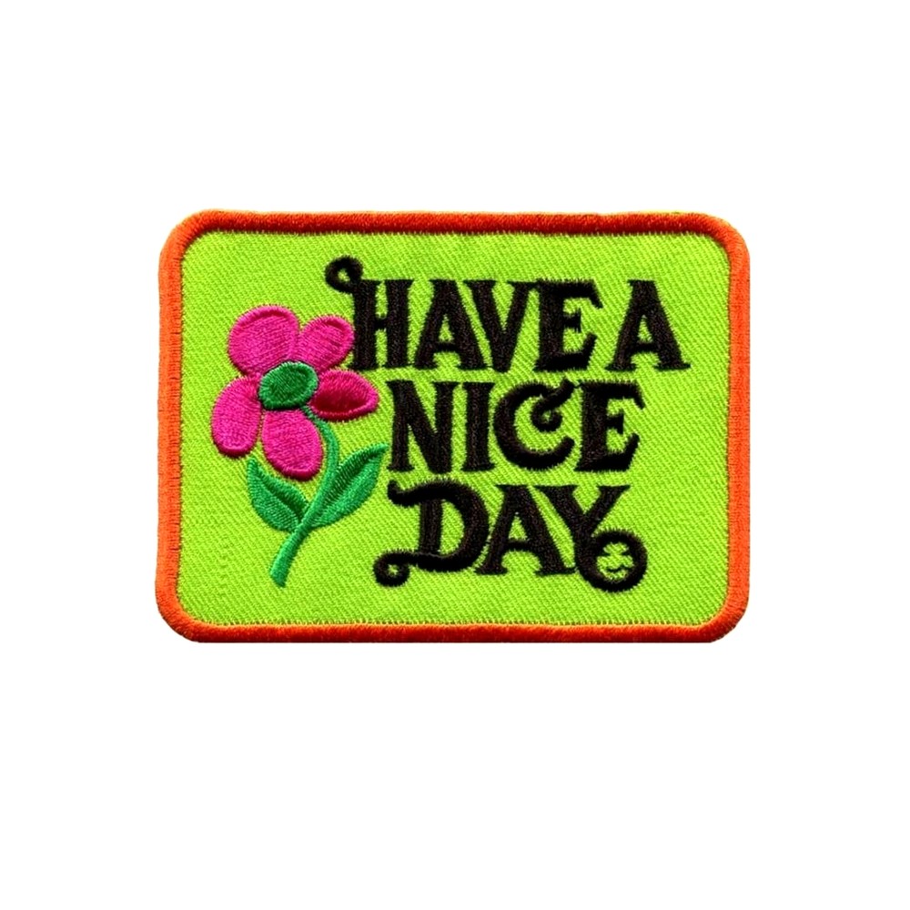 Have a Nice Day 70s hippie retro boho weed love applique iron-on patch new green
